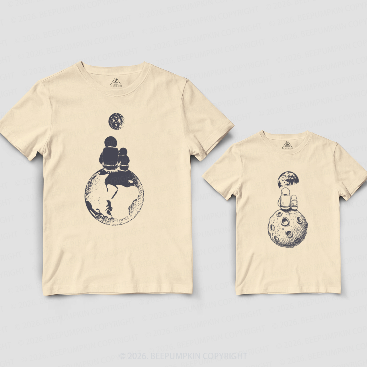 Moon and Astronaut Space Dad&Me Matching Shirts
