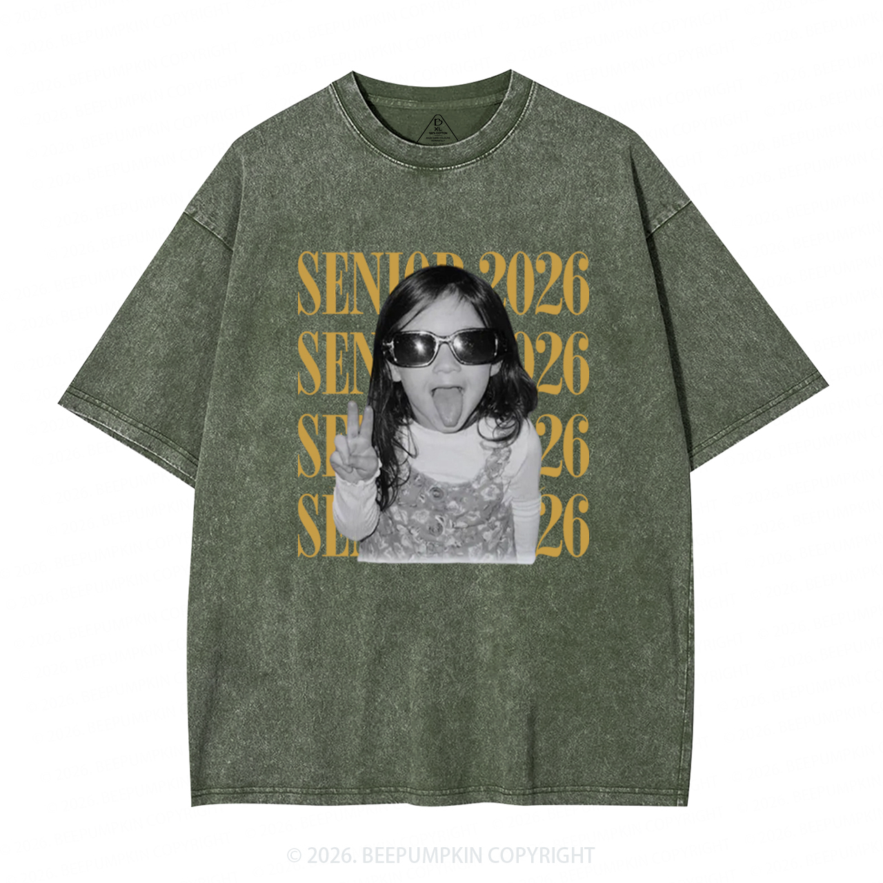 Personalized Vintage Photo And Year Senior Adult Washed T-Shirts