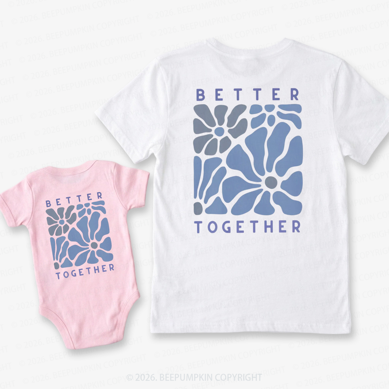 Better Together with Retro Flowers Dad&Me Matching Shirts