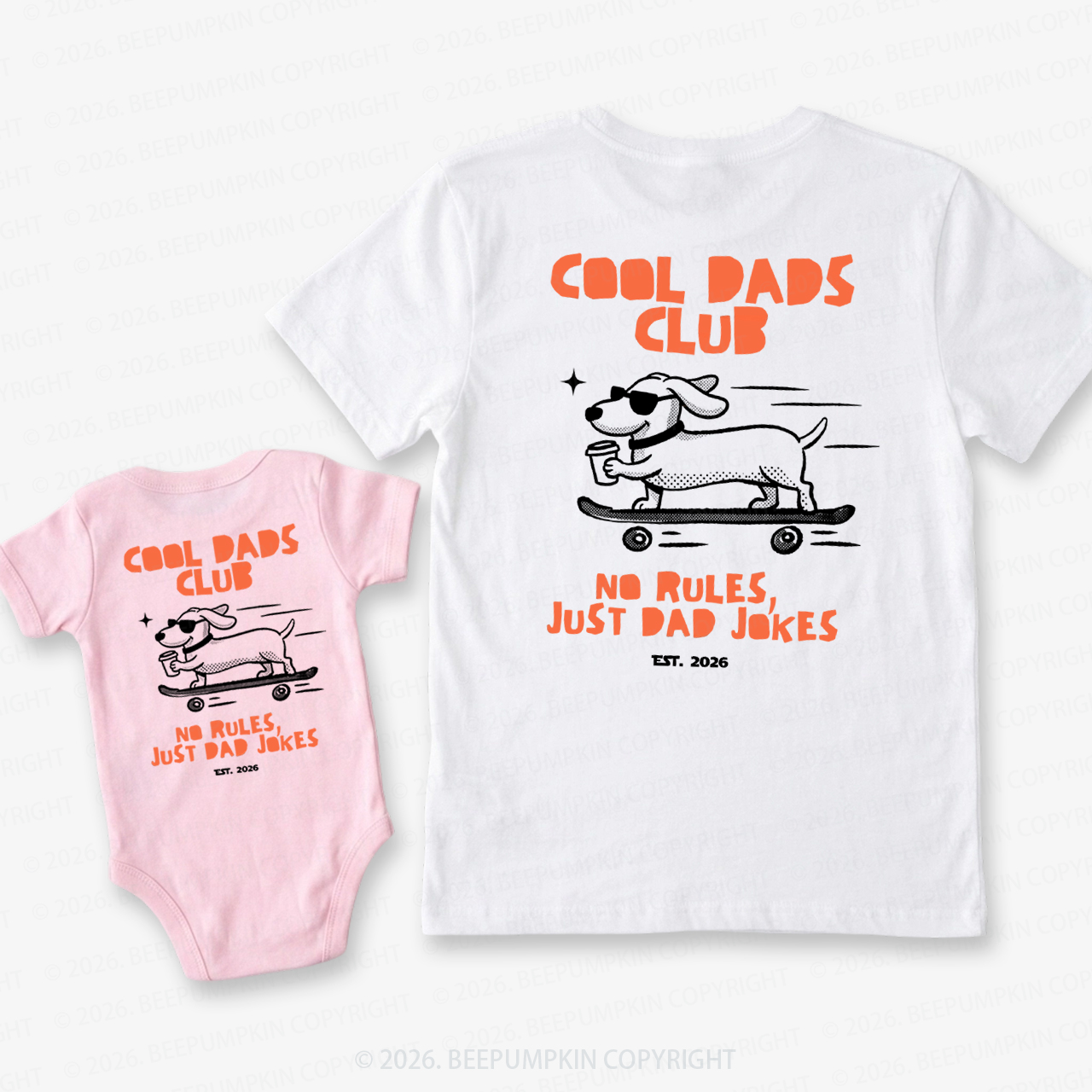 Cool Dads Club Dog Skateboard Dad&Me Matching Shirts