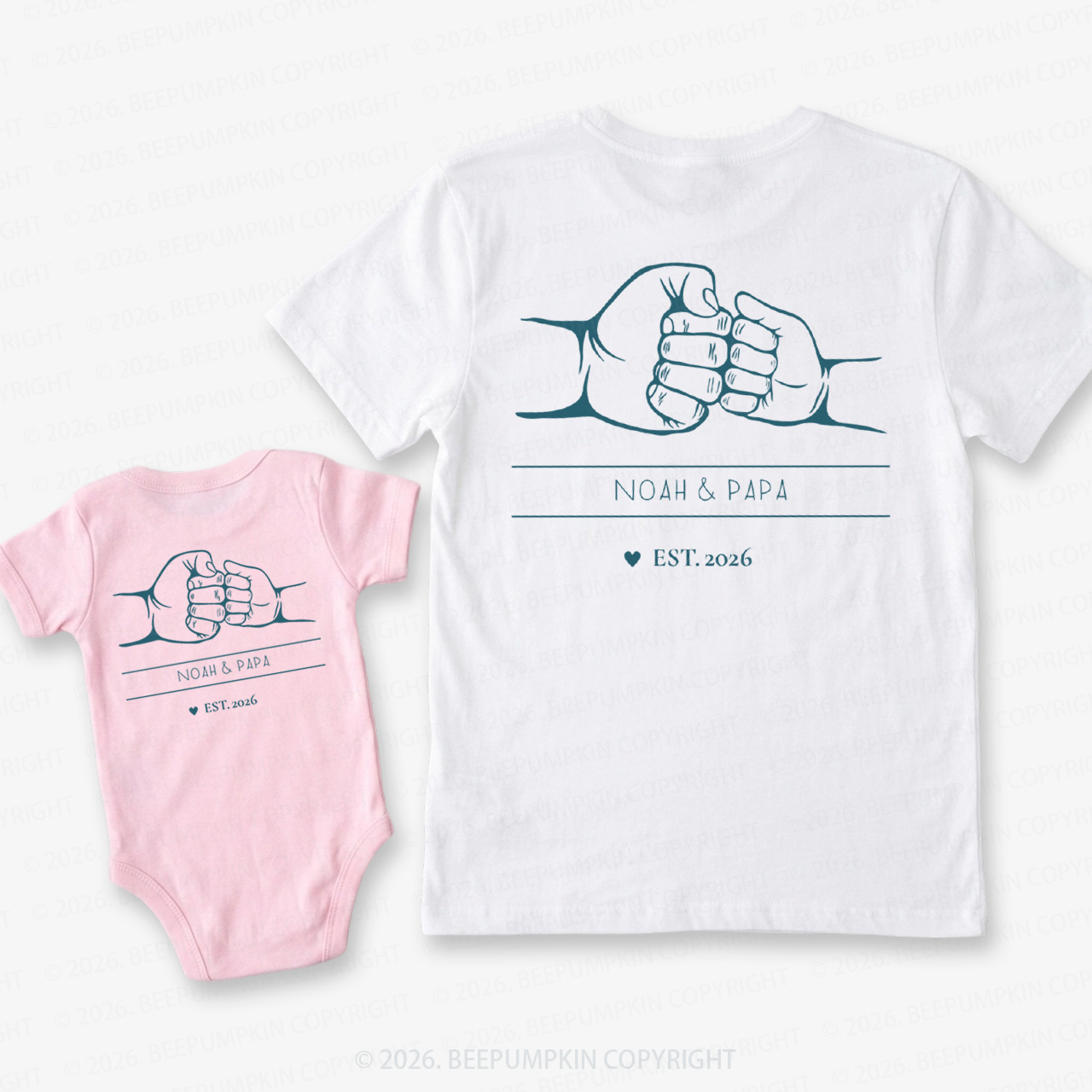  Personalized Name Fist Bump Dad&Me Matching Shirts