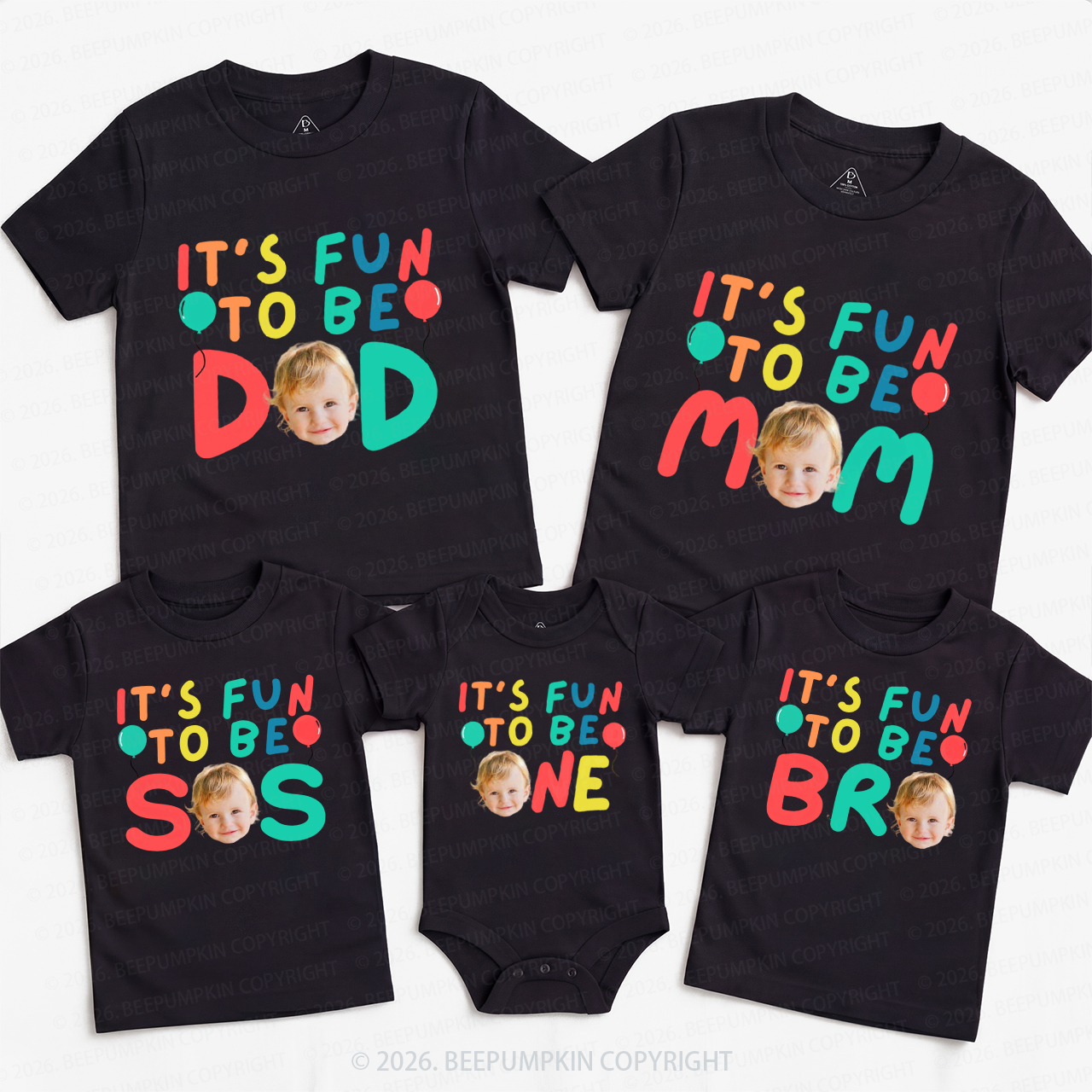 Personalized It's Fun to Be One Birthday Family Matching T-Shirts
