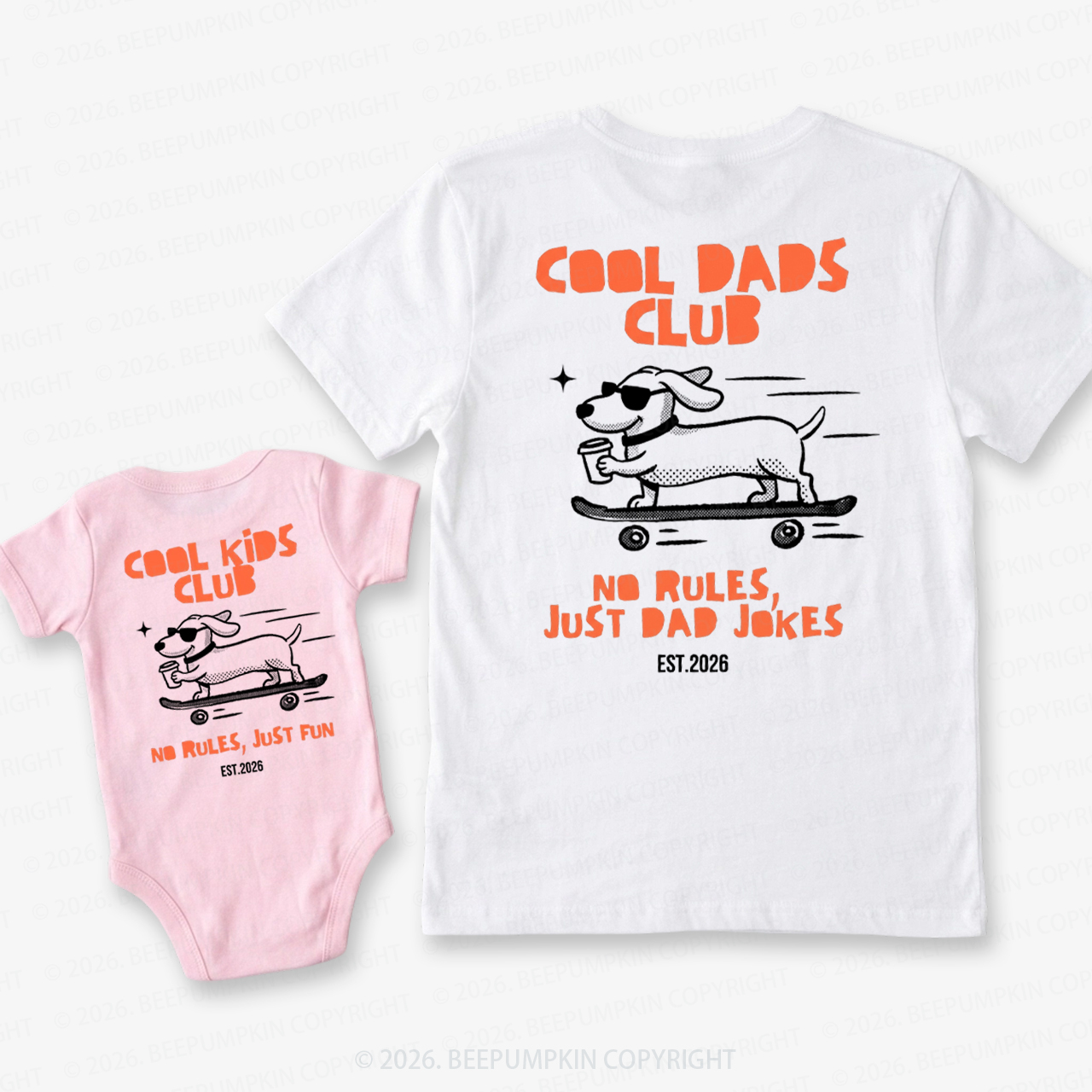 Cool Dads Club Dog Skateboard Dad&Me Matching Shirts
