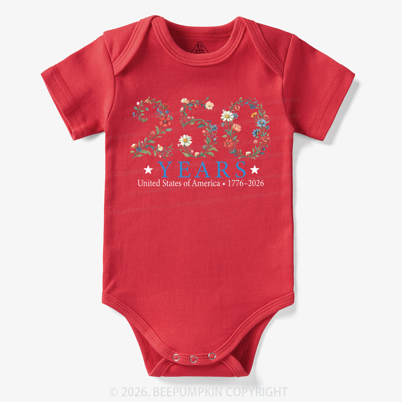 USA 250th Anniversary Floral Bodysuit