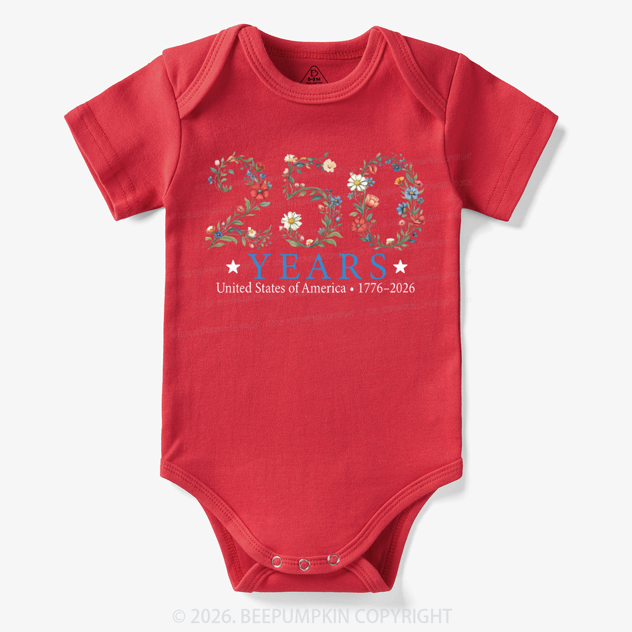 USA 250th Anniversary Floral Bodysuit