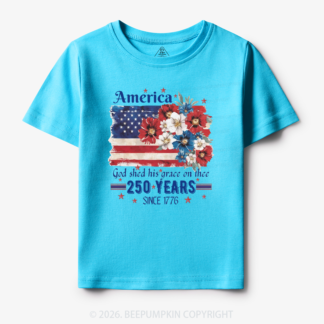 America 250 Years Flag Floral Toddler&Kid's Tees