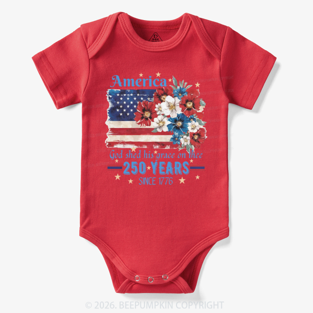 America 250 Years Flag Floral Bodysuit