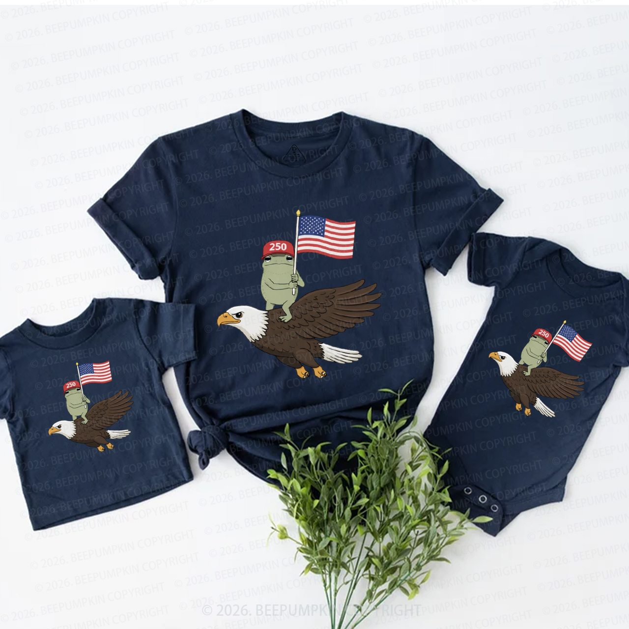 Americas 250th Birthday Funny Frog Mom&Me Matching T-Shirts