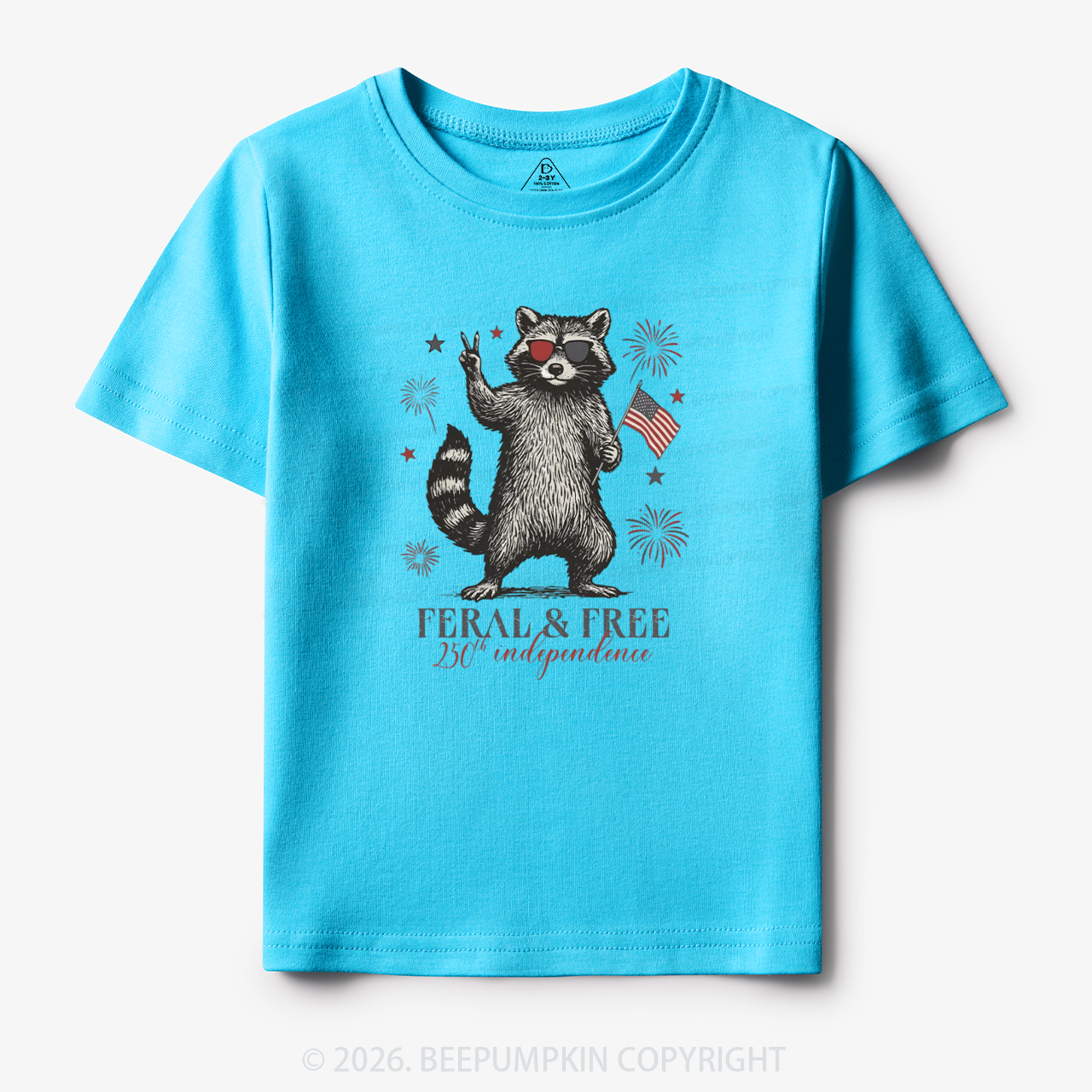 Feral but Free Patriotic Raccoon America 250th Toddler&Kid's Tees