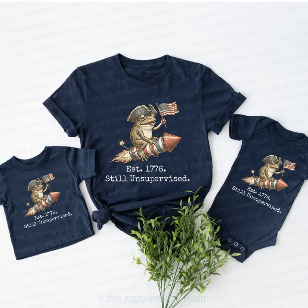 Est 1776 Funny Frog  American 250th Anniversary Mom&Me Matching T-Shirts