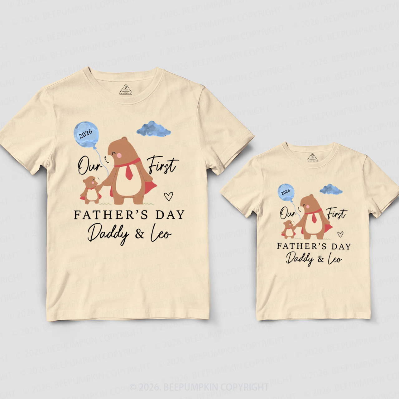 Personalized First Father's Day Bear Dad&Me Matching Shirts