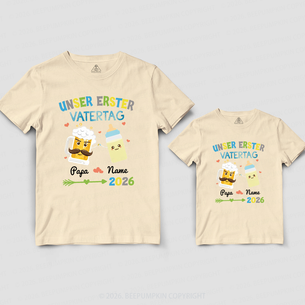 Personalized Unser Erster Vatertag First Father's Day Dad&Me Matching Shirts