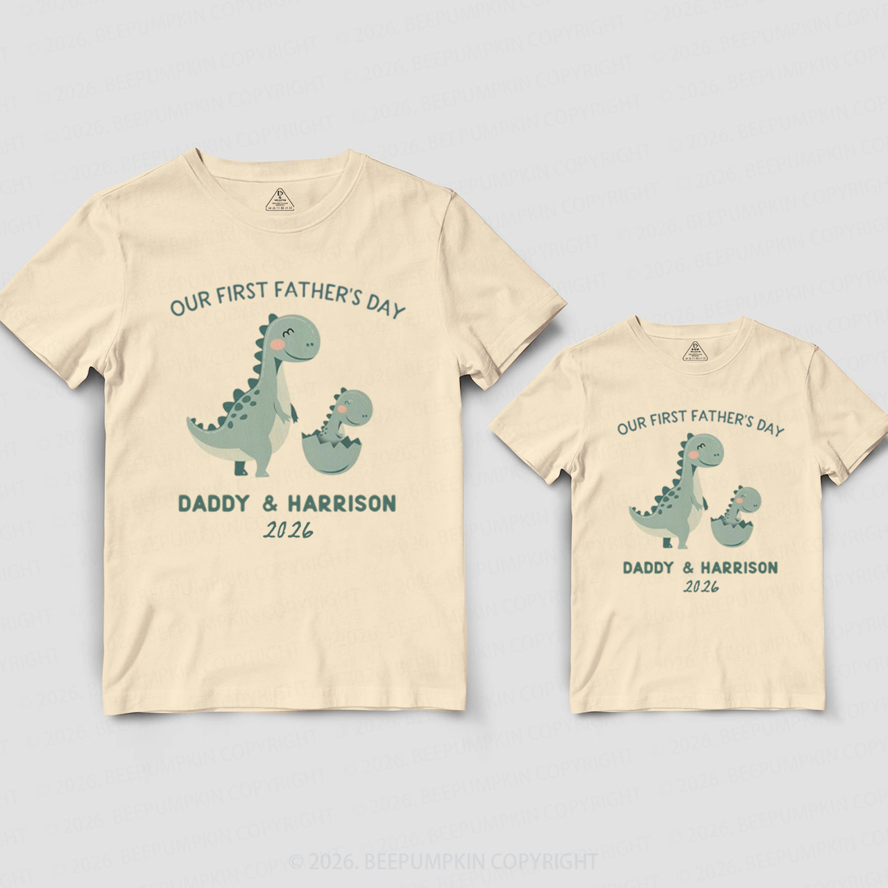 Personalized Cute Dinosaur First Father's Day Dad&Me Matching Shirts