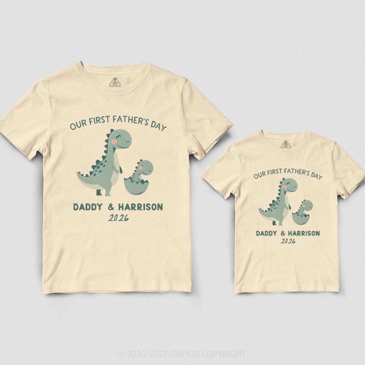 Personalized Cute Dinosaur First Father's Day Dad&Me Matching Shirts