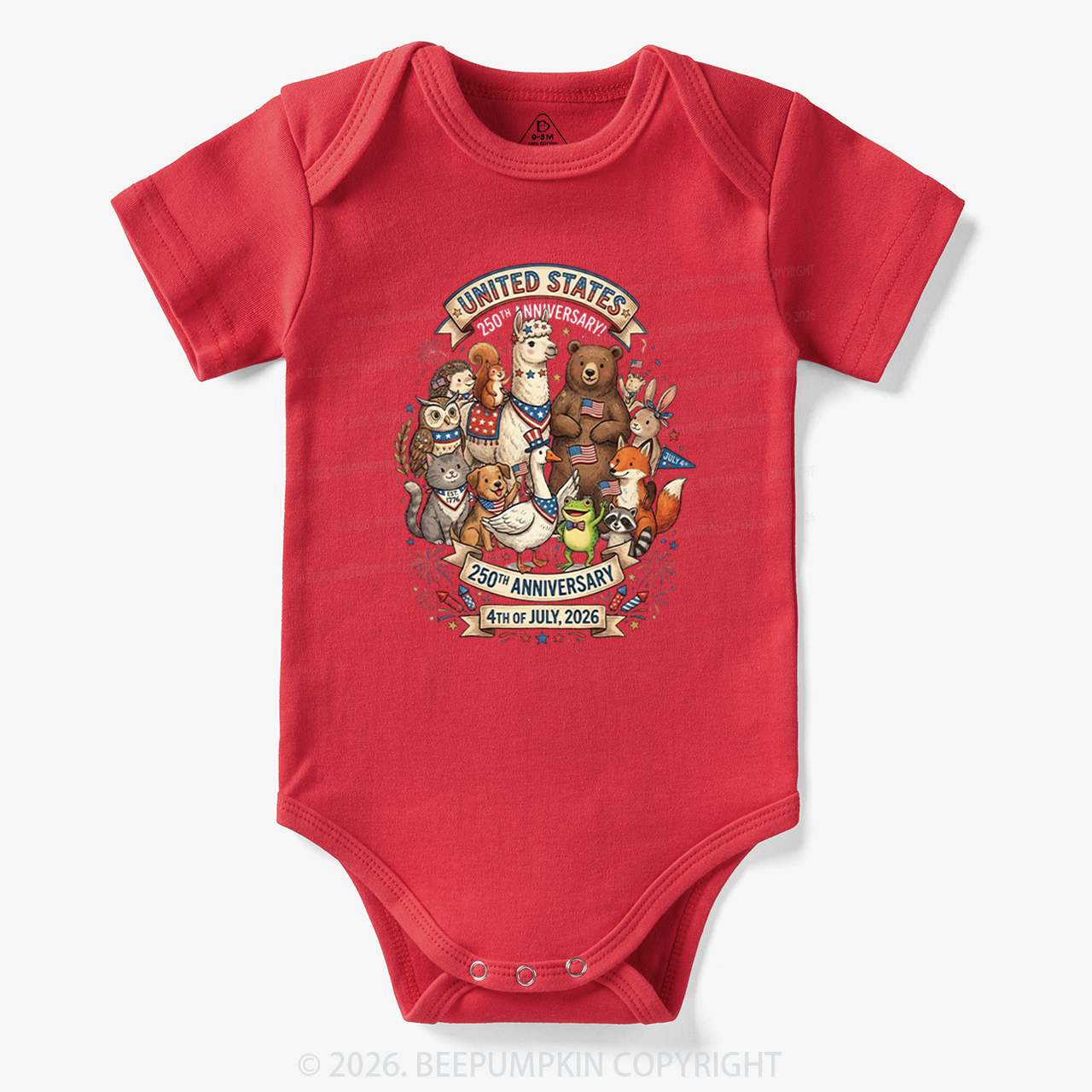 USA 250th Anniversary 4th of July Bodysuit