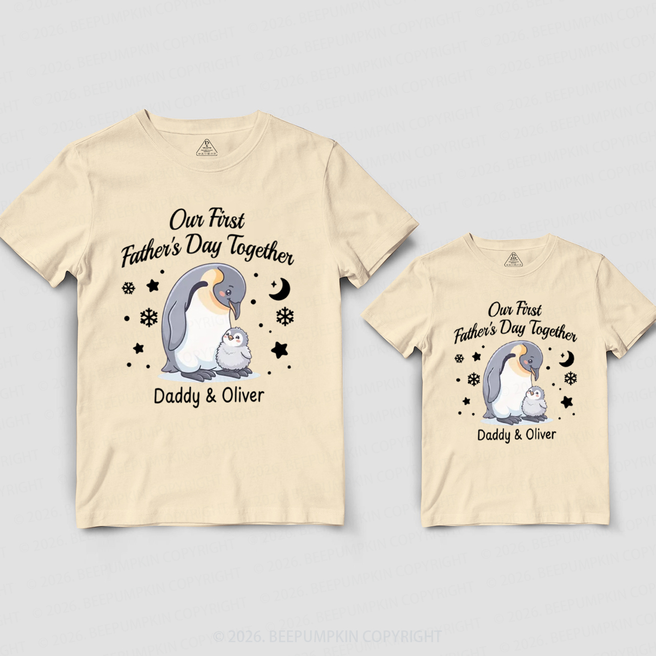 Personalized Penguin Our First Father's Day Together Dad&Me Matching Shirts