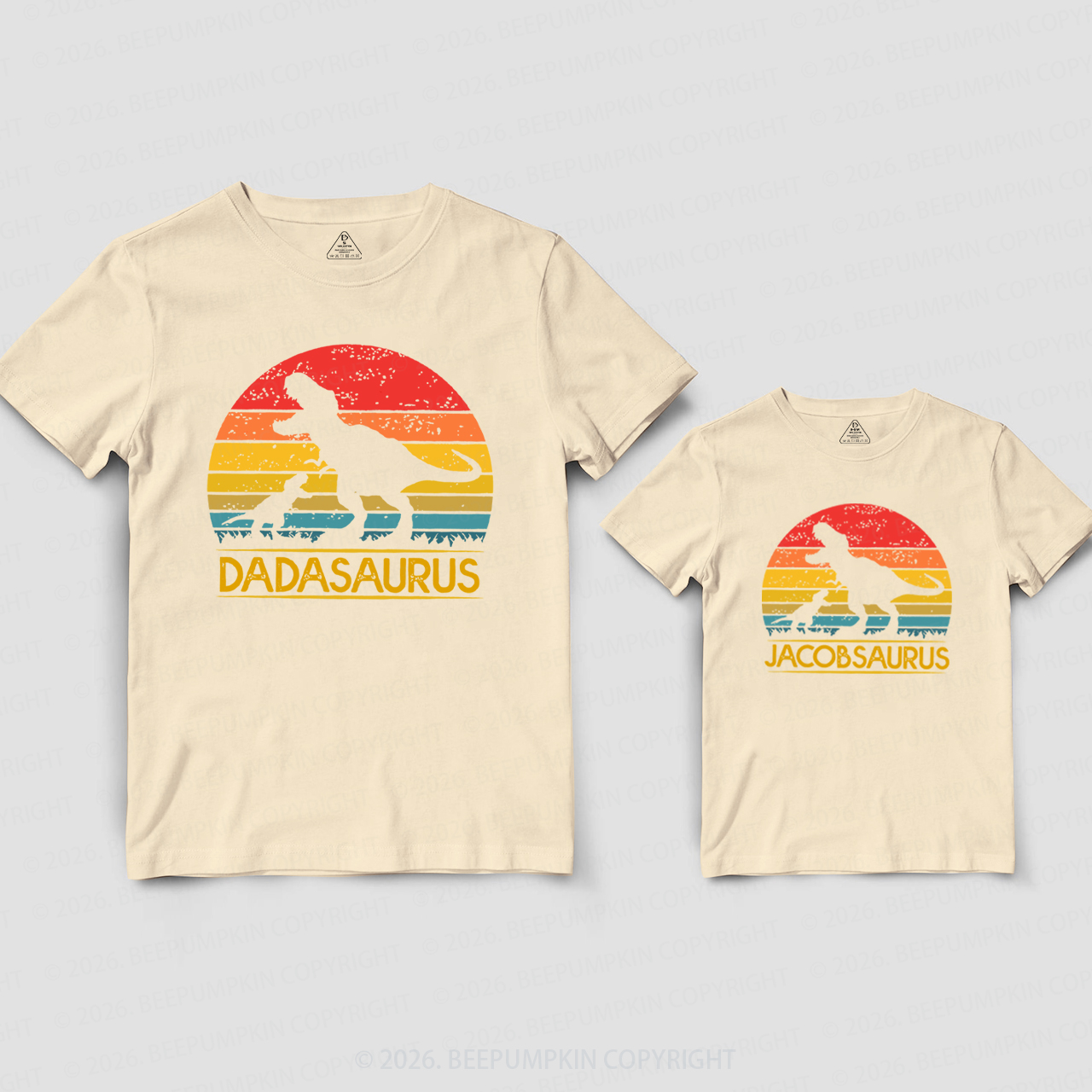 Personalized T-Rex Dinosaur Dad&Me Matching Shirts