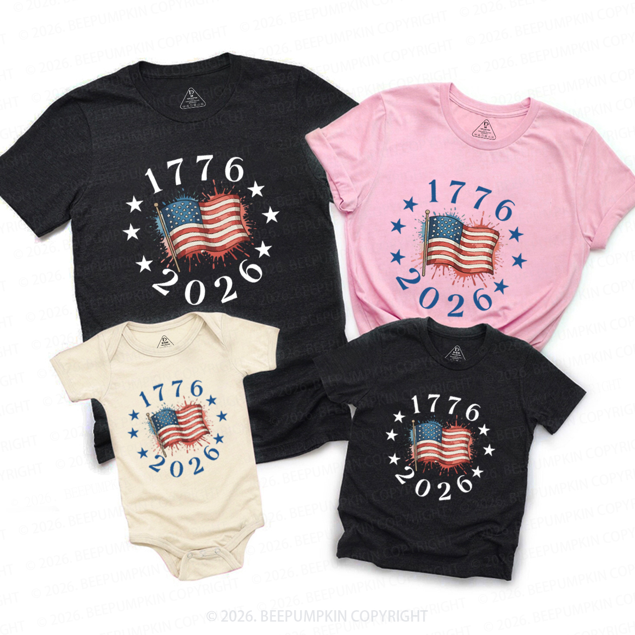 USA 250th Anniversary Patriotic 4th of July Family Matching Shirts