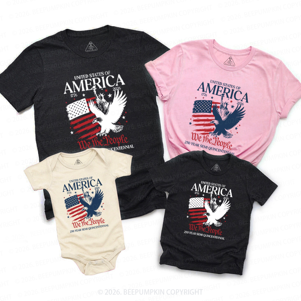 America 250 Patriotic Eagle USA Family Matching Shirts