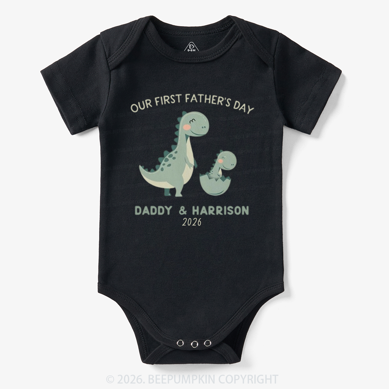 Personalized Dinosaur First Father's Day 2026 Cute Bodysuit
