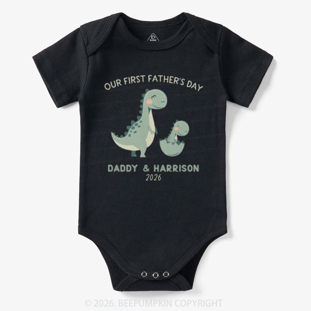 Personalized Dinosaur First Father's Day 2026 Cute Bodysuit