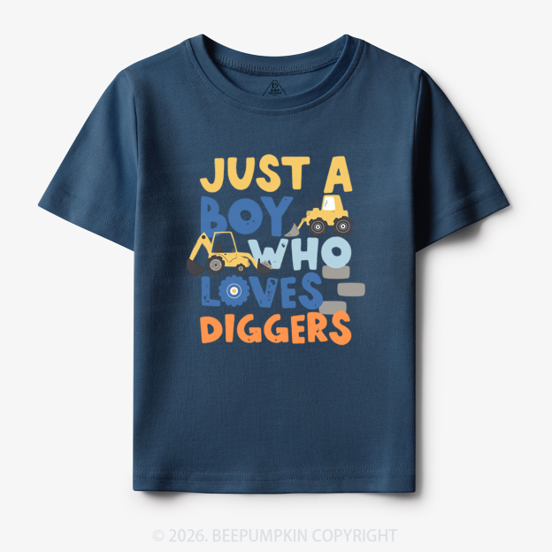 Just a Boy Who Loves Diggers Toddler&Kid's Tees
