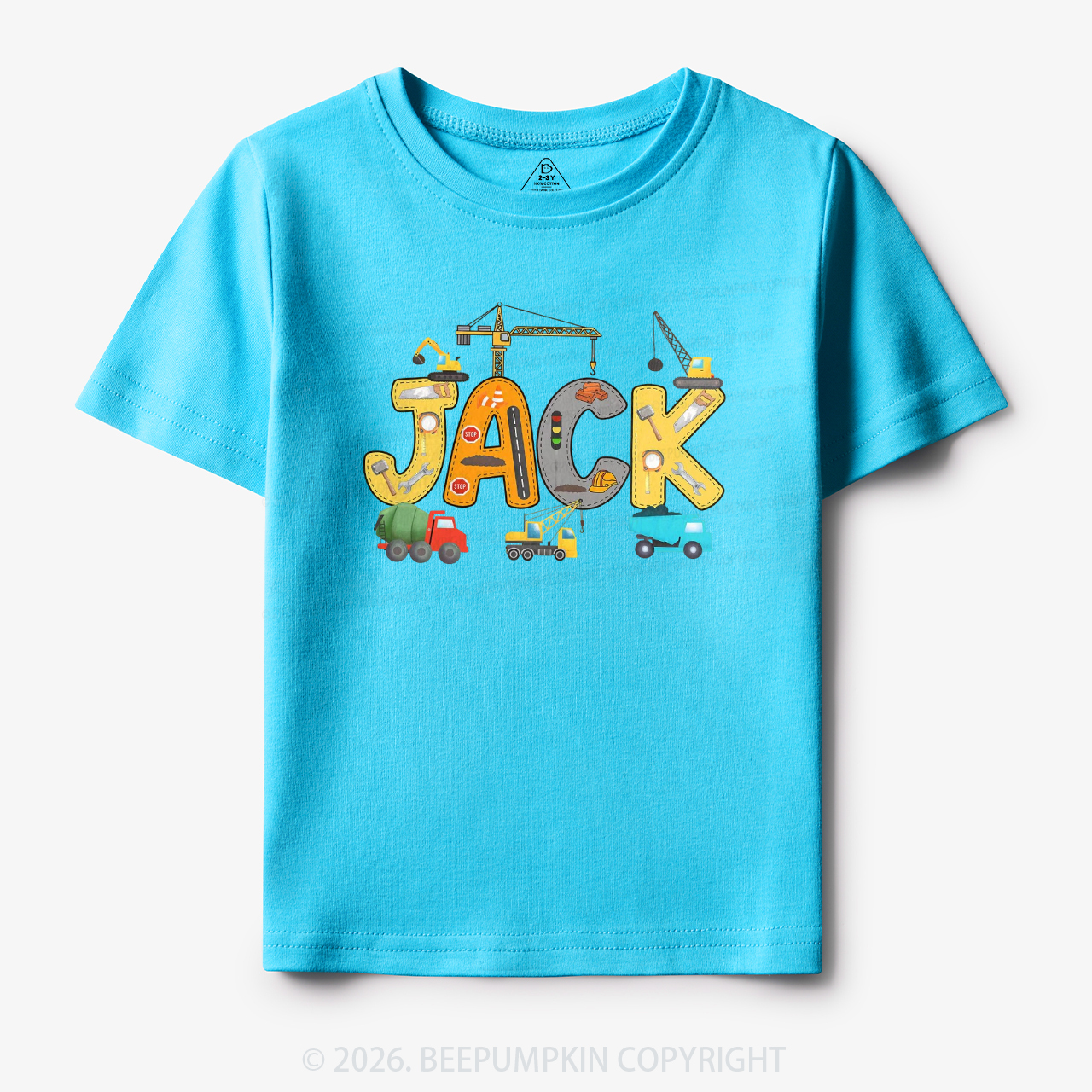 Personalized Name Construction Trucks Toddler&Kid's Tees