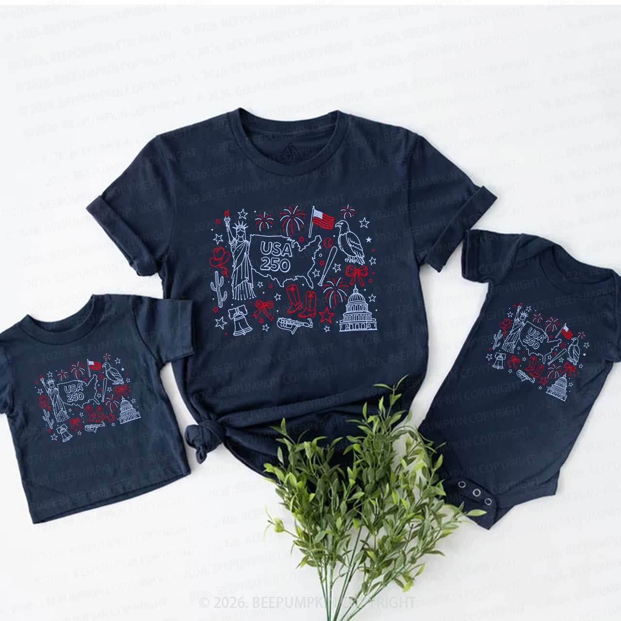 Retro Celebrate 250th Anniversary Mom&Me Matching T-Shirts