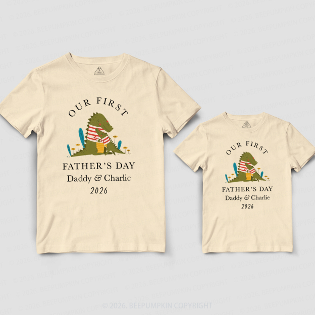 Personalized Cute Dinosaur Our First Father’s Day Dad&Me Matching Shirts