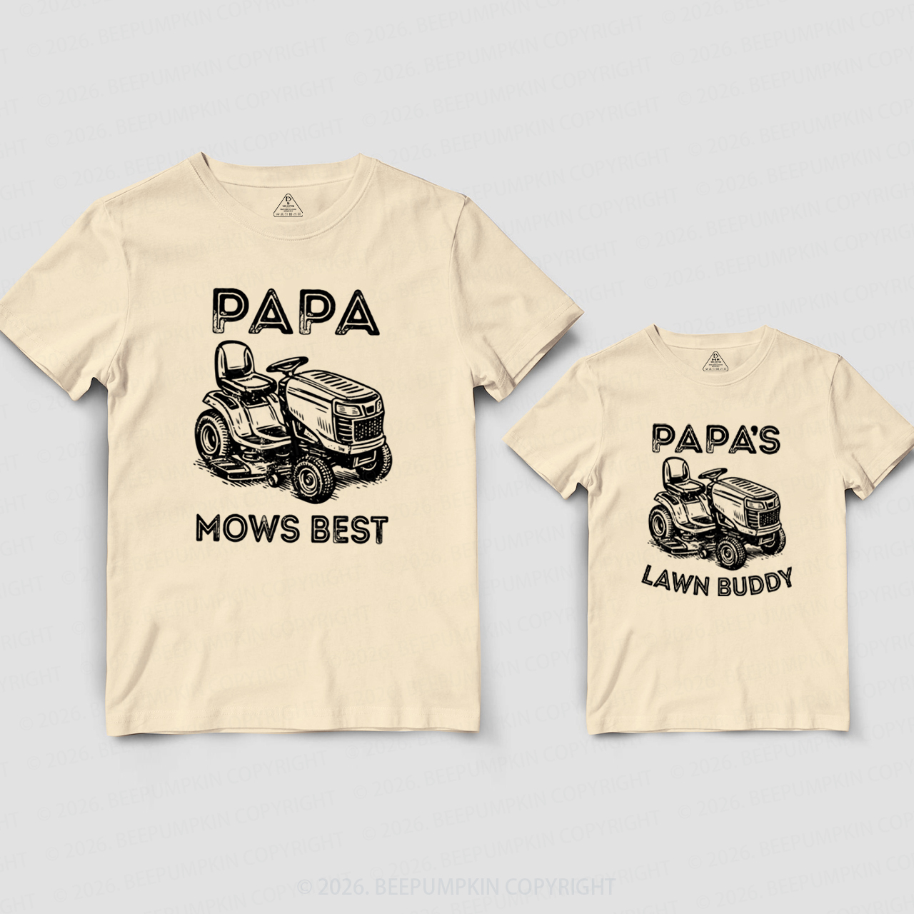 Papa Mows Best Vintage Lawn Mower Dad&Me Matching Shirts