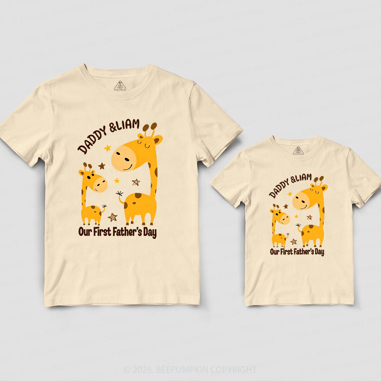 Personalized Giraffe Our First Father’s Day Dad&Me Matching Shirts