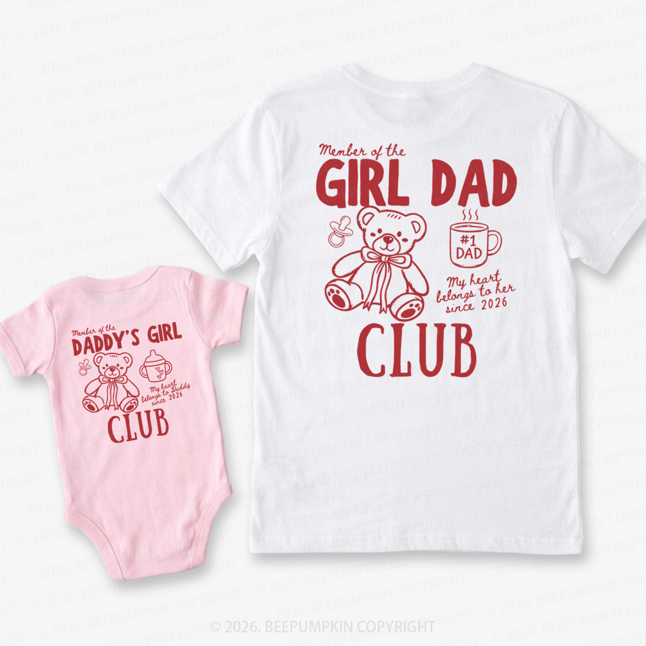 Daddys Girl Fathers Day Dad&Me Matching Shirts-Back Design