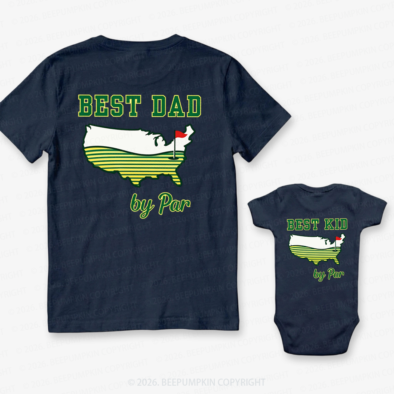 Best Dad by Par Golf Father’s Day Dad&Me Matching Shirts-Back Design