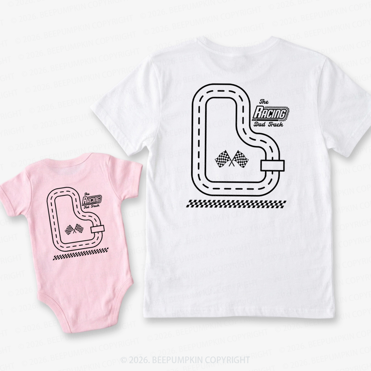 Race Track Dad Father's Day Dad&Me Matching Shirts-Back Design