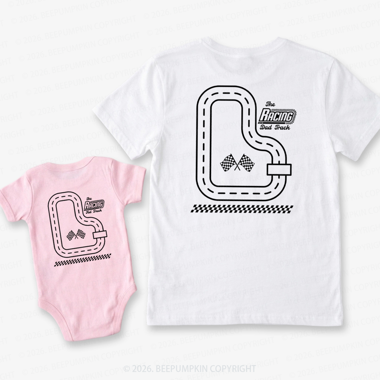 Race Track Dad Father's Day Dad&Me Matching Shirts-Back Design