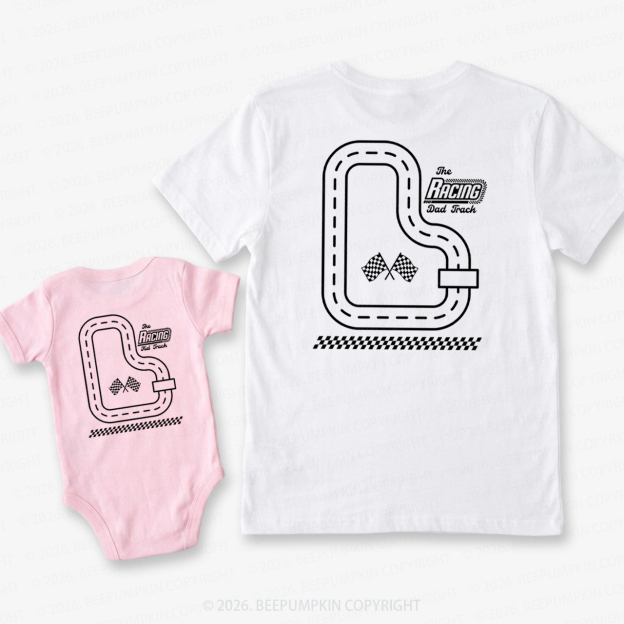 Race Track Dad Father's Day Dad&Me Matching Shirts-Back Design