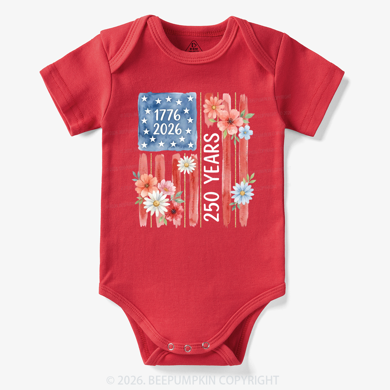 United States of America 250th Patriotic Flag Bodysuit