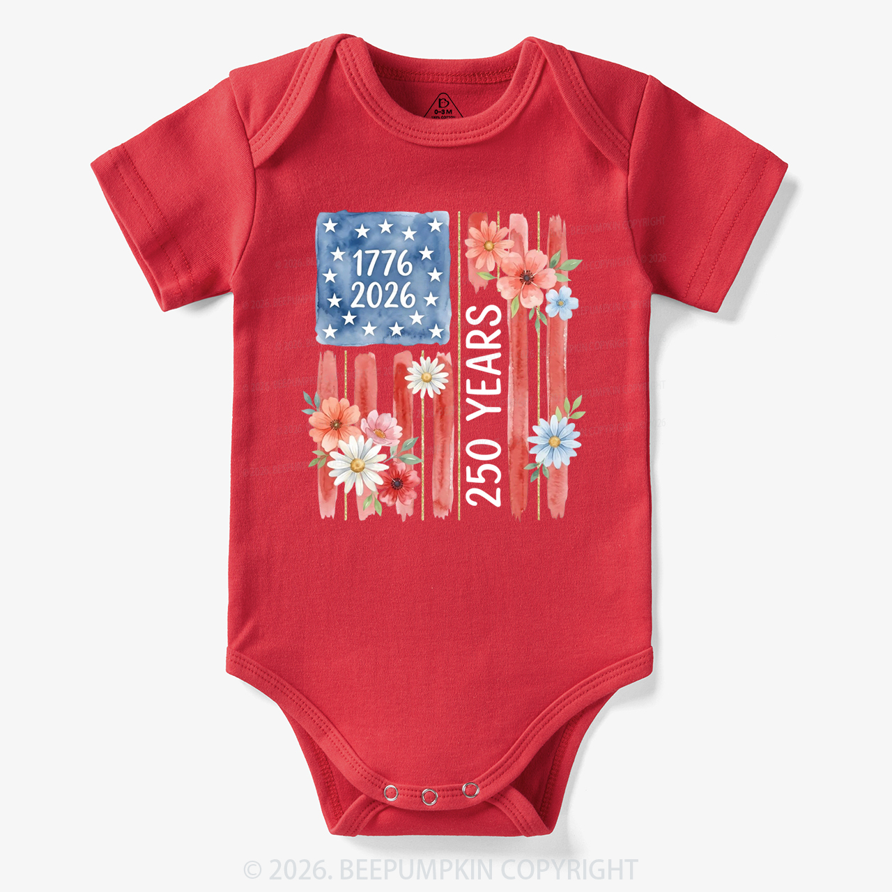 United States of America 250th Patriotic Flag Bodysuit