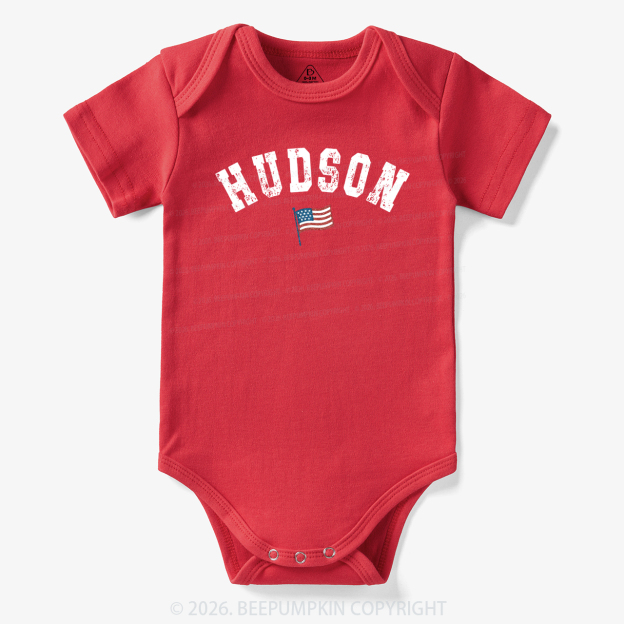Personalized USA Flag with Name Bodysuit