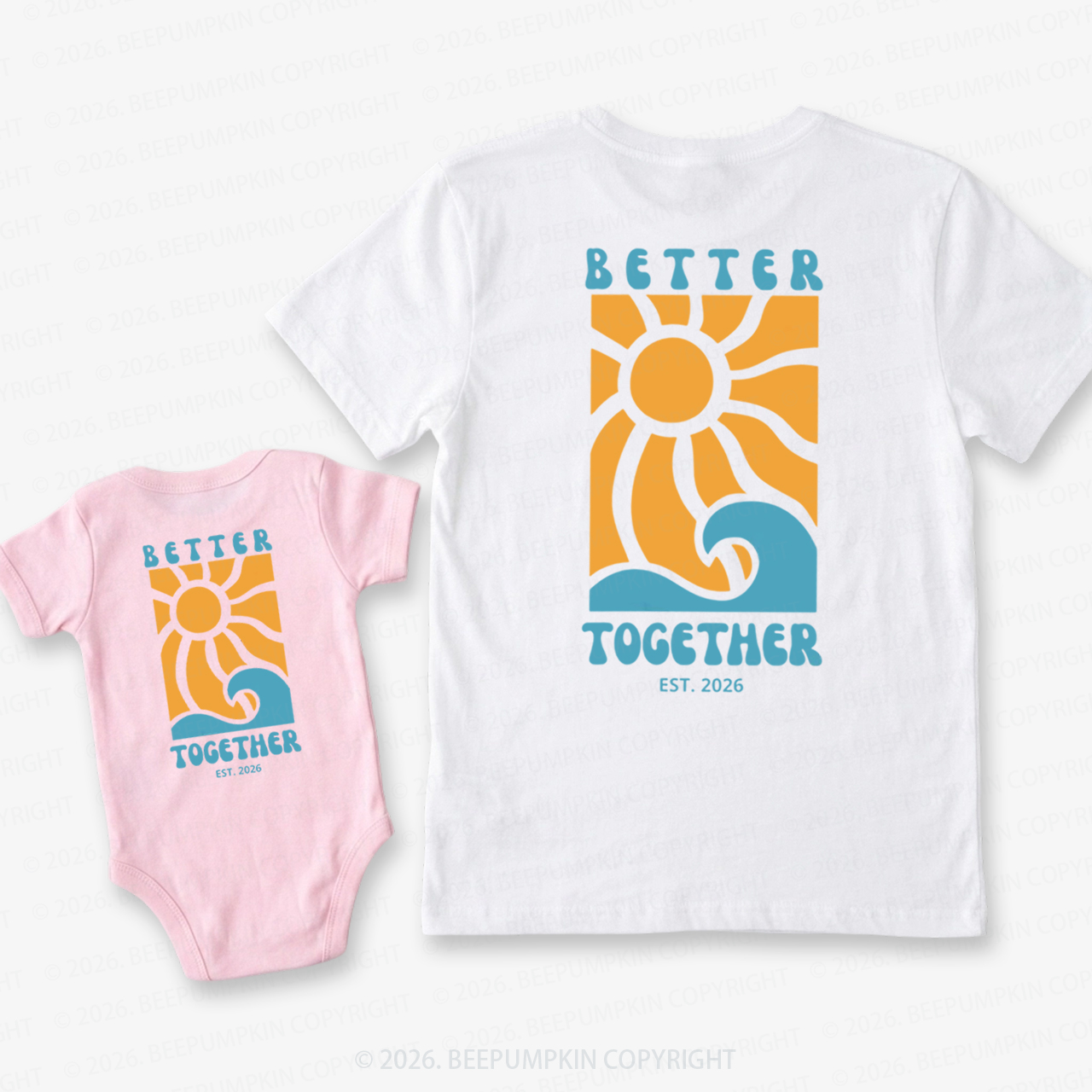 Retro Summer Better Together Dad&Me Matching Shirts-Back Design