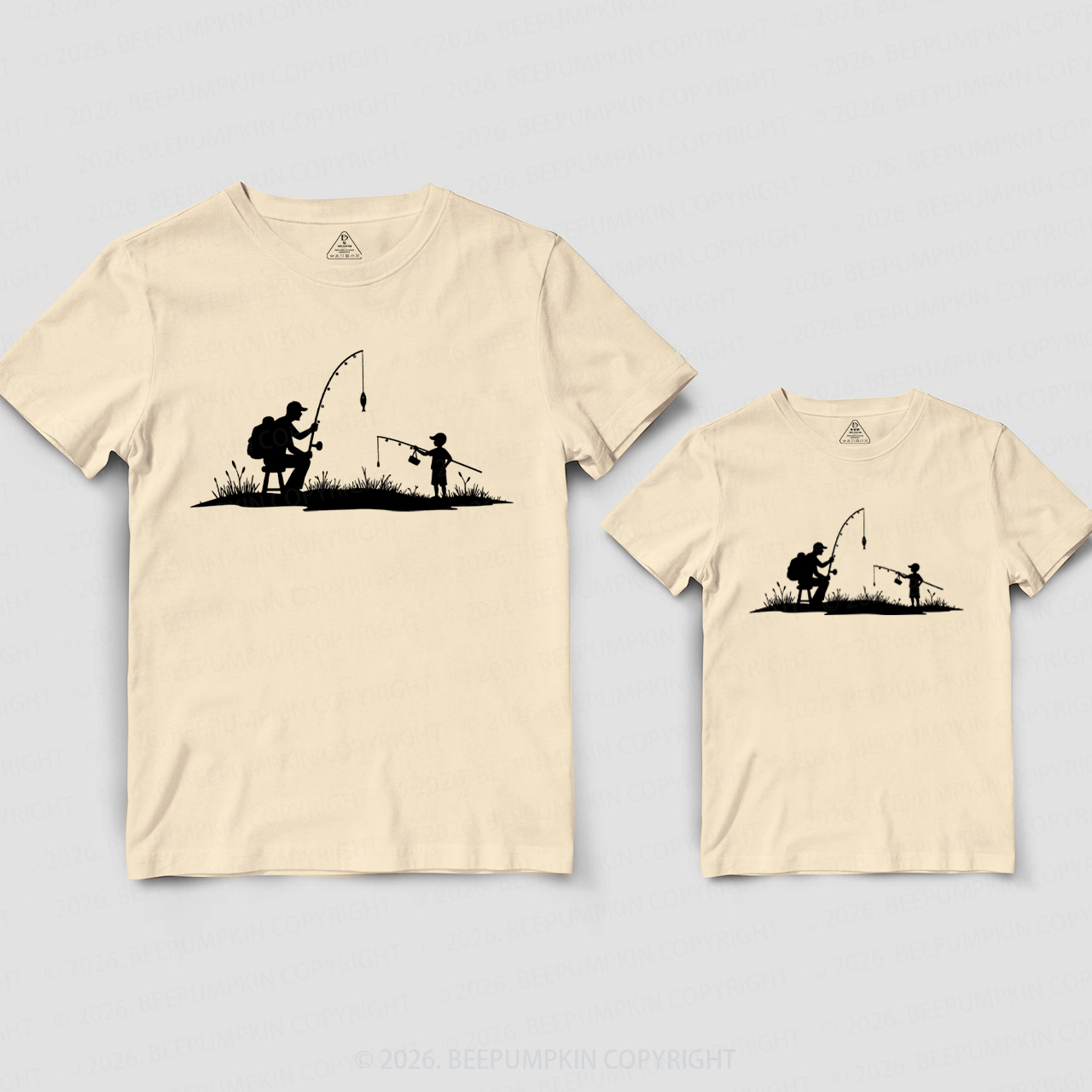 Father Son Fishing Outdoor Silhouette Dad&Me Matching Shirts