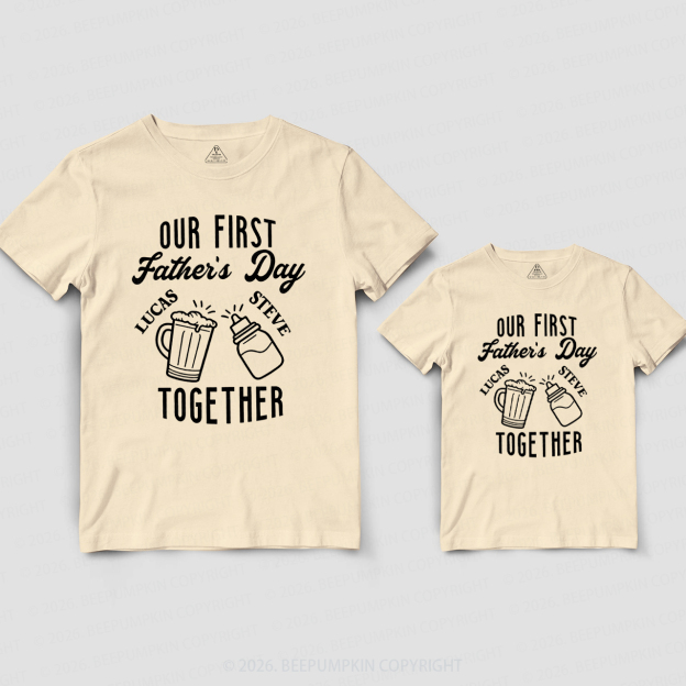 Personalized Beer Milk Our First Fathers Day Together Dad&Me Matching Shirts