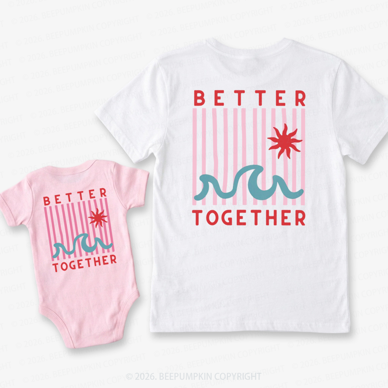 Better Together with Retro Wave Dad&Me Matching Shirts-Back Design