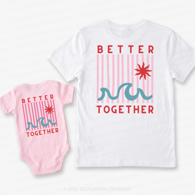 Better Together with Retro Wave Dad&Me Matching Shirts-Back Design