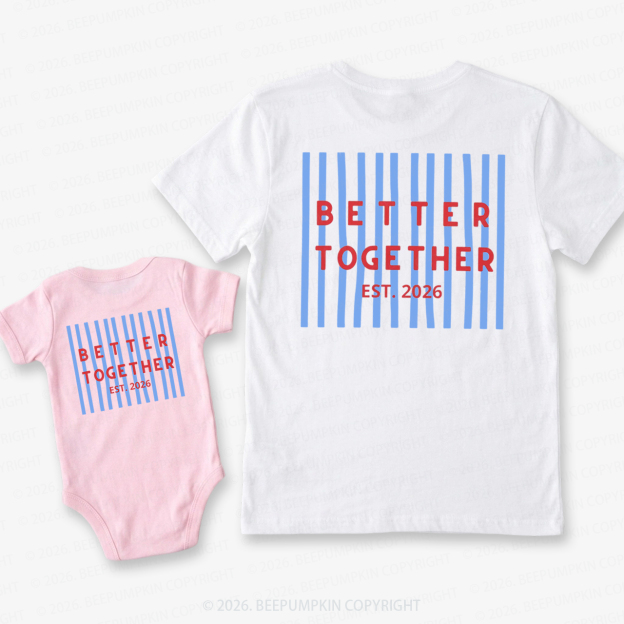 Better Together Retro Striped Dad&Me Matching Shirts-Back Design