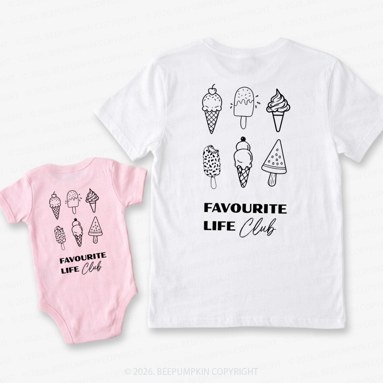 Favorite Life Club Ice Cream Dad&Me Matching Shirts-Back Design