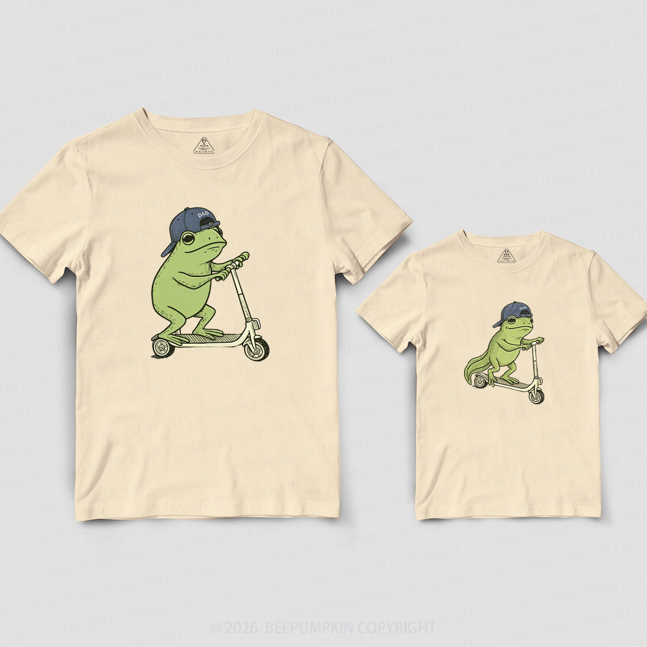 Dad and Son Frog Scooter Funny Meme Dad&Me Matching Shirts