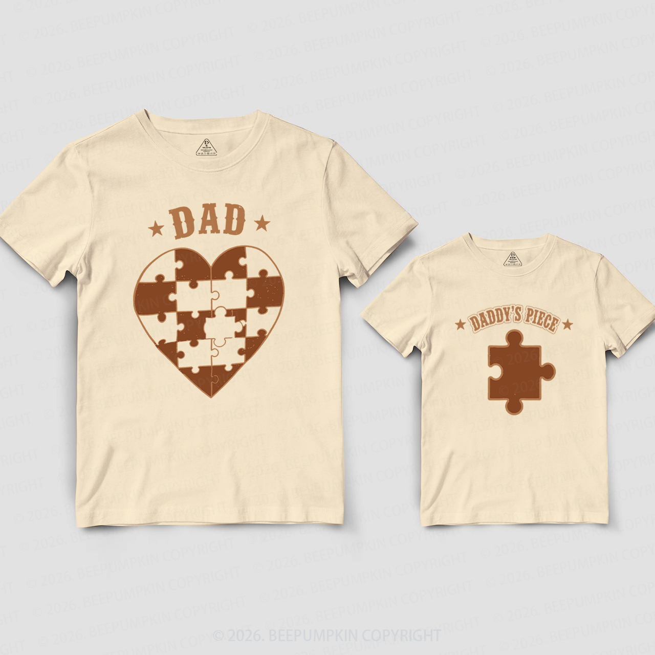 Daddy's Piece Puzzle Heart Dad&Me Matching Shirts