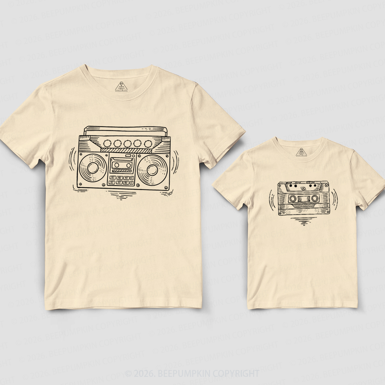 Radio Boom Box And Cassette Tape Dad&Me Matching Shirts