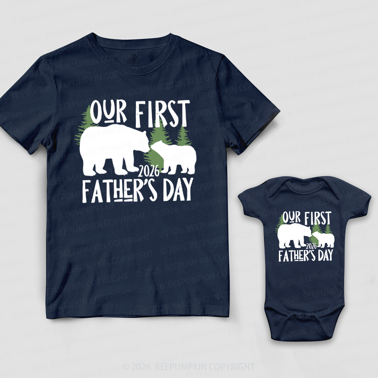 First Father's Day Papa Baby Bear Woodland Dad&Me Matching Shirts